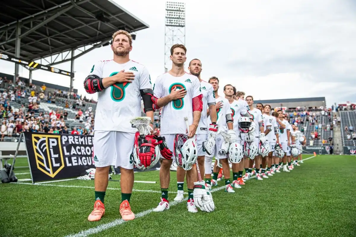 ANTHEM LINEUP  Guests take the field and get to stand next to their favorite PLL players during the National Anthem.
