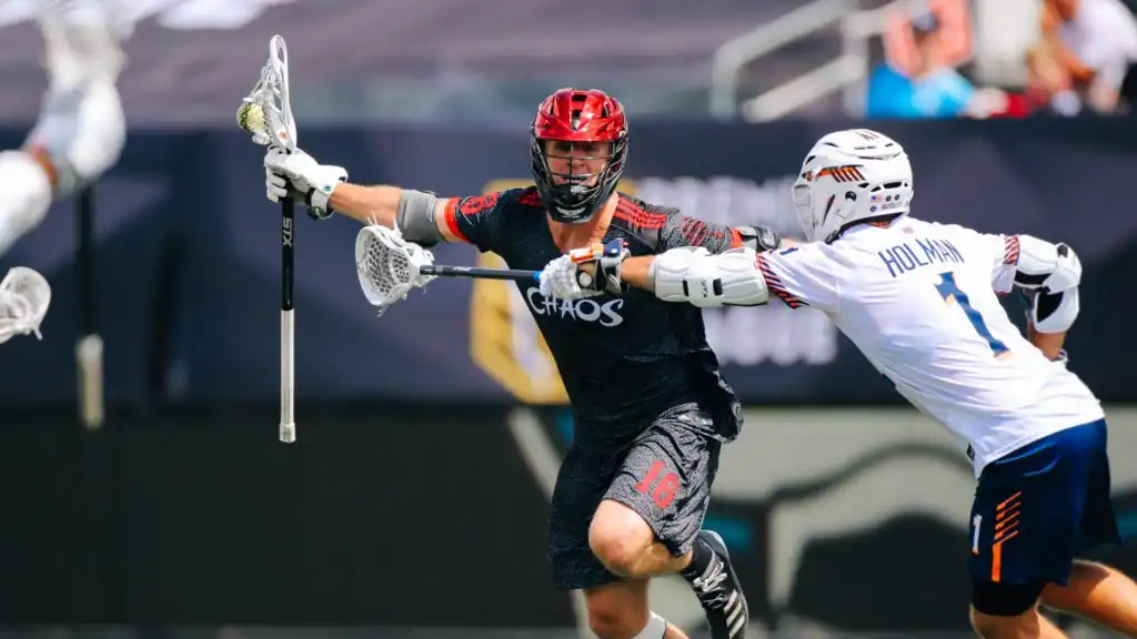 ... during a Premier Lacrosse League game on Saturday, Aug. 17, 2019 in Hamilton, Ontario. (Brett Carlsen/AP Images for Premier Lacrosse League)