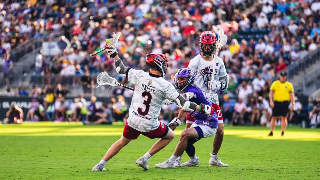 Mac O'Keefe Mac O'Keefe dodges during the 2022 Premier Lacrosse League Championship game.