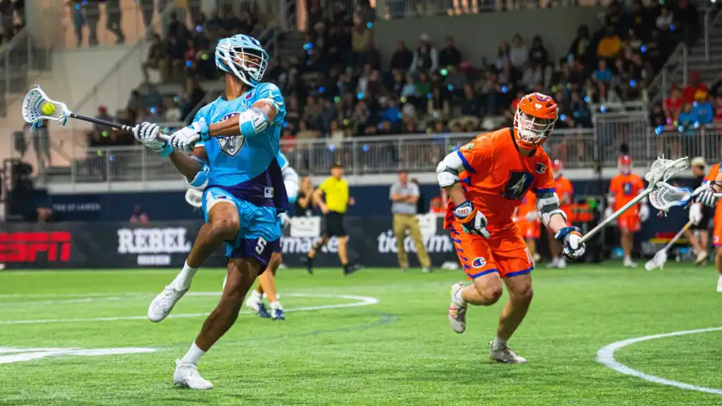 Romar Dennis Atlas Lacrosse Club midfielder Romar Dennis shoots on the run during the 2023 Championship Series
