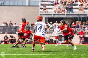 Tre Leclaire nets a goal in the first quarter for Archers (photo courtesy of Nick Ieradi).