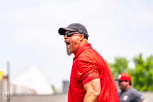Coach Towers always keeps the energy up with his squad (Photo courtesy of Nick Ieradi).