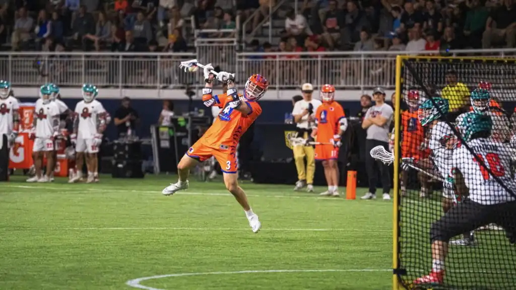 Attackman Connor DeSimone takes a shot during the 2023 Championship Series <div class="suite-box"><a href="https://offer.fevo.com/2024-pll-championship-series-suite--fdc3758?fevoUri=2024-pll-championship-series-suite--fdc3758%2F" target="_blank" rel="noopener"><h5>2024 PLL Championship Series</h5> February 14th, 2024 - February 19th, 2023<br /><br /> <strong>View Suites</strong></a></div>