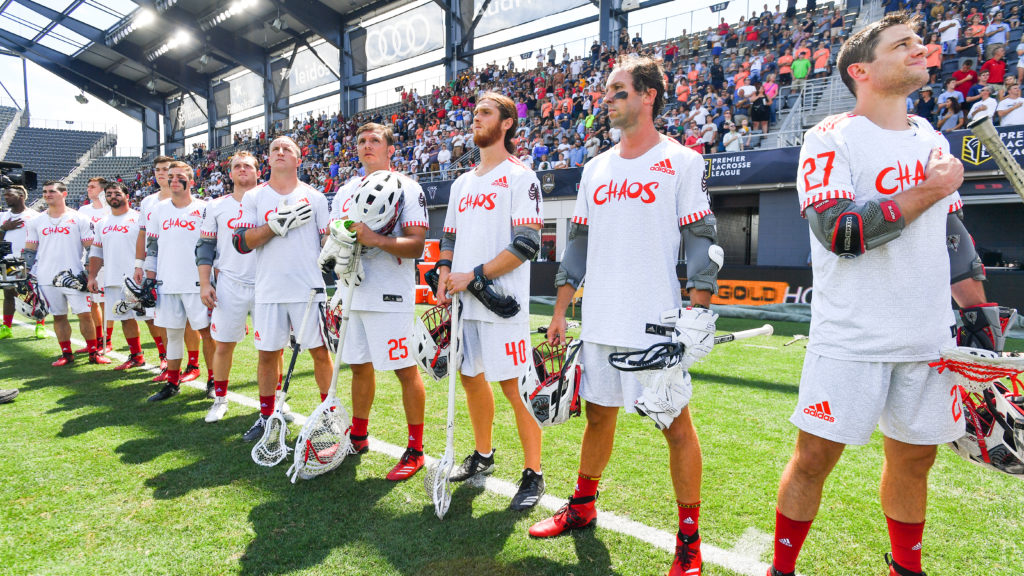 ... during a Premier Lacrosse League game on Sunday, July 7, 2019 in Washington. (Larry French/AP Images for Premier Lacrosse League)