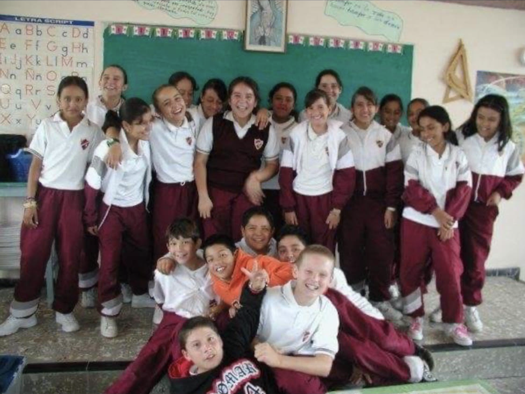 Eddy Glazener (bottom right) at his 12th birthday party in class in San Miguel de Allende in Guanajuato, Mexico.