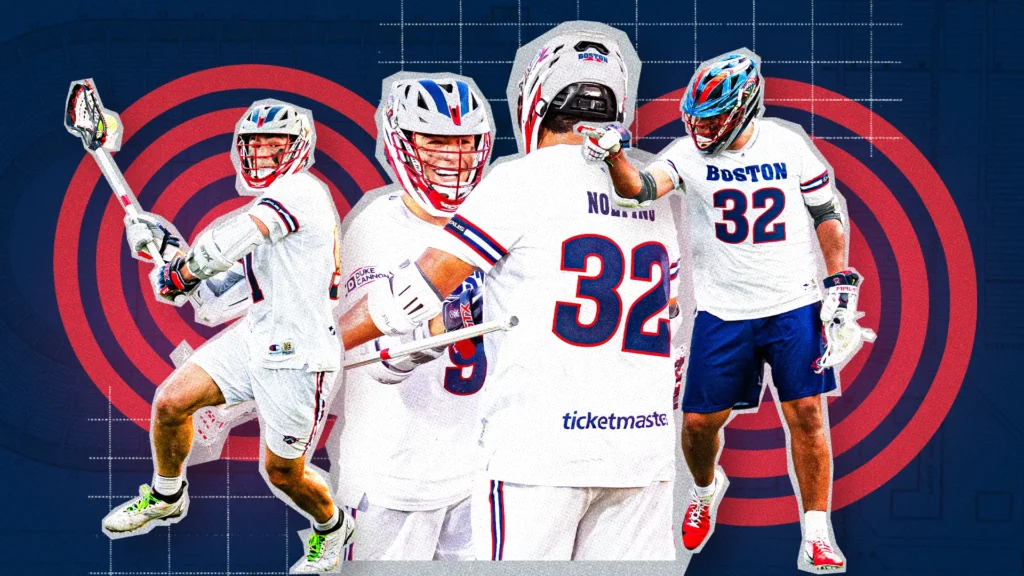 Boston Cannons attackmen Coulter Mackesy and Asher Nolting