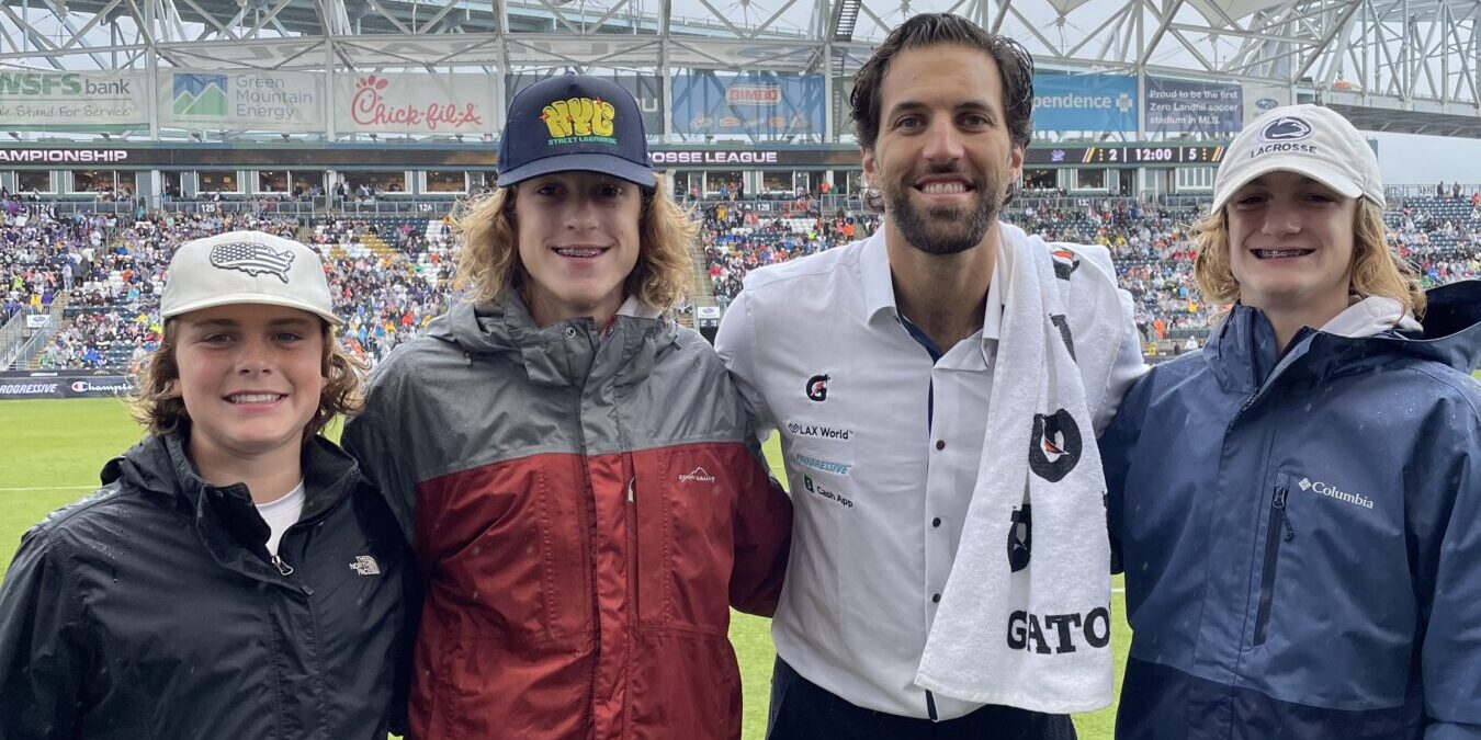 Liam (second from left) meets Paul Rabil at the 2023 Championship Game.